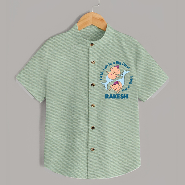 Little Fish In A Big Pond Pisces Baby Shirt | Personalized Pisces Shirt for Your Little Explorer - MINT GREEN - 0 - 6 Months Old (Chest 23")