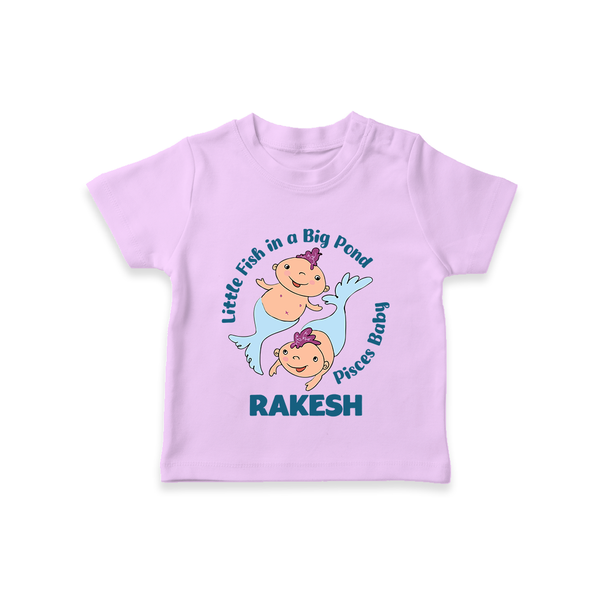 Little Fish In A Big Pond Pisces Baby T-Shirt | Personalized Pisces T-Shirt for Your Little Explorer - LILAC - 0-5 Months Old (Chest 17")