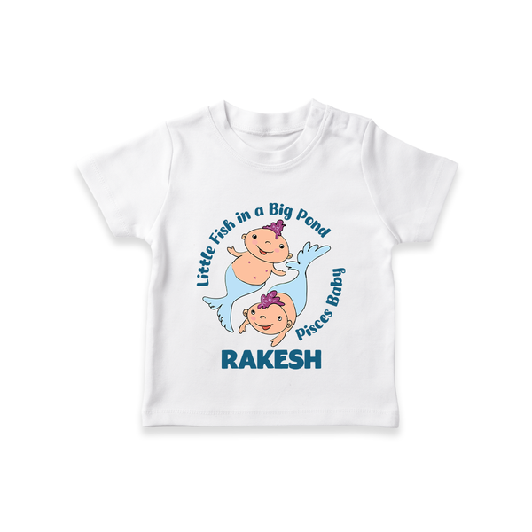 Little Fish In A Big Pond Pisces Baby T-Shirt | Personalized Pisces T-Shirt for Your Little Explorer - WHITE - 0-5 Months Old (Chest 17")