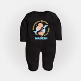 Little Fish In A Big Pond Pisces Baby Sleepsuit / Full Sleeve Bodysuit | Personalized Pisces Sleepsuit / Full Sleeve Bodysuit for Your Little Explorer - BLACK - New Born (Chest 7.5")