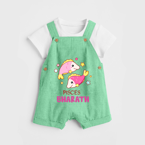 Pisces Baby Dungaree Set | Custom Dungaree Set for Your Pisces Baby - GREEN - 0 - 5 Months Old (Chest 18")