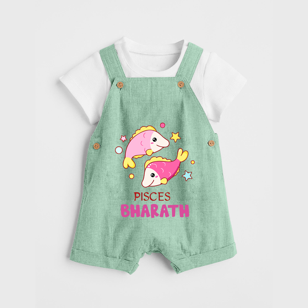 Pisces Baby Dungaree Set | Custom Dungaree Set for Your Pisces Baby - MINT GREEN - 0 - 5 Months Old (Chest 18")