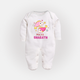 Pisces Baby Sleepsuit / Full Sleeve Bodysuit | Custom Sleepsuit / Full Sleeve Bodysuit for Your Pisces Baby - WHITE - New Born (Chest 7.5")
