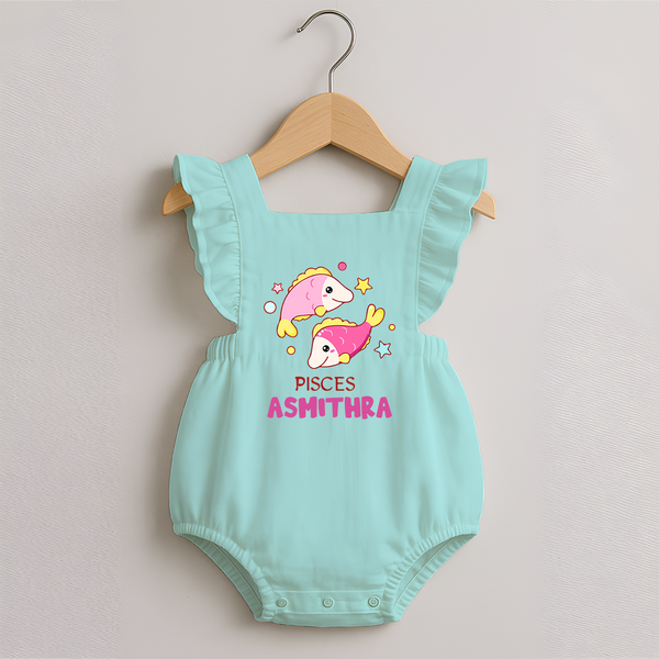 Pisces Baby Romper Frock | Custom Romper Frock for Your Pisces Baby - MINT GREEN - 0 - 3 Months Old (Chest 19")