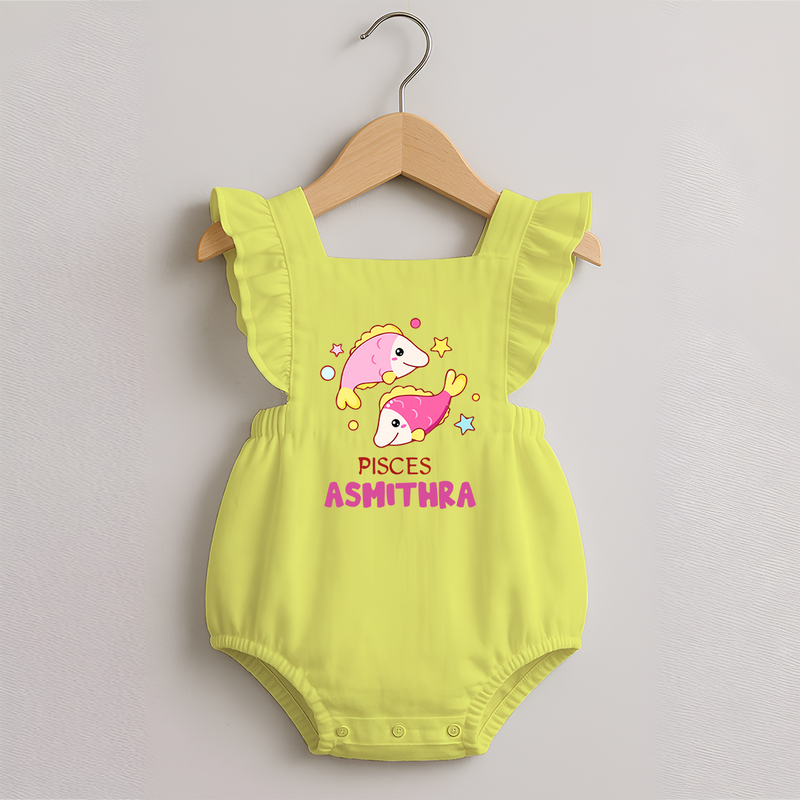 Pisces Baby Romper Frock | Custom Romper Frock for Your Pisces Baby - PASTEL YELLOW - 0 - 3 Months Old (Chest 19")