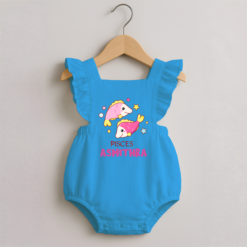 Pisces Baby Romper Frock | Custom Romper Frock for Your Pisces Baby - SKY BLUE - 0 - 3 Months Old (Chest 19")