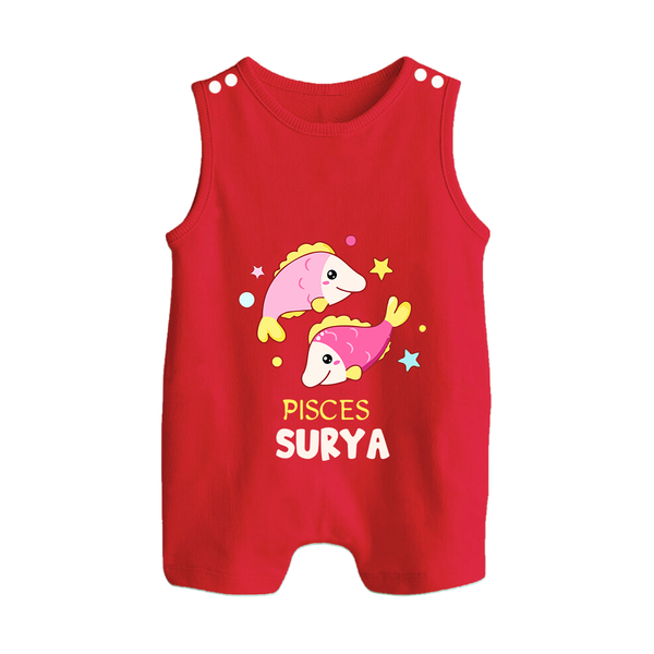 Pisces Baby Romper Suit / Sleeveless Romper | Custom Romper Suit / Sleeveless Romper for Your Pisces Baby - RED - 0 - 5 Months Old (Chest 18")