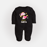 Pisces Baby Sleepsuit / Full Sleeve Bodysuit | Custom Sleepsuit / Full Sleeve Bodysuit for Your Pisces Baby - BLACK - New Born (Chest 7.5")
