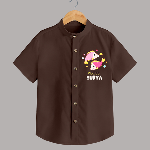 Pisces Baby Shirt | Custom Shirt for Your Pisces Baby - CHOCOLATE BROWN - 0 - 6 Months Old (Chest 23")
