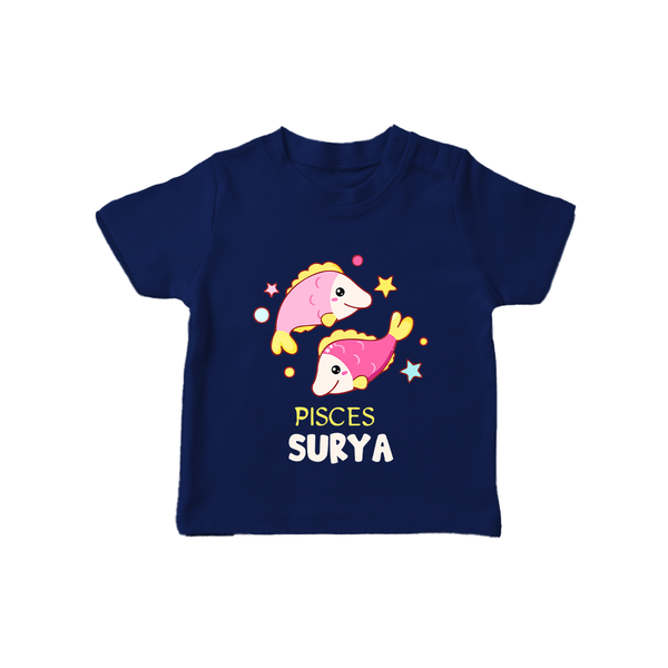 Pisces Baby T-Shirt | Custom T-Shirt for Your Pisces Baby - NAVY BLUE - 0-5 Months Old (Chest 17")