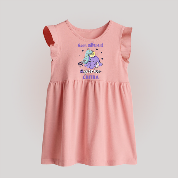 Born Different Aquarius Baby Frock | Personalized Aquarius Baby Frock for Your Unique Baby - BABY PINK - 0 - 3 Months Old (Chest 17")