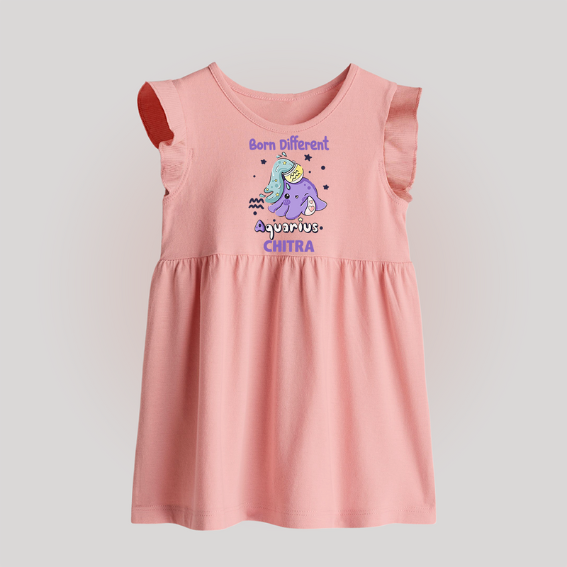 Born Different Aquarius Baby Frock | Personalized Aquarius Baby Frock for Your Unique Baby - BABY PINK - 0 - 3 Months Old (Chest 17")