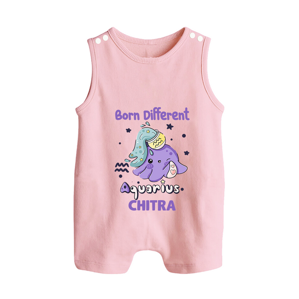 Born Different Aquarius Baby Romper Suit / Sleeveless Romper | Personalized Aquarius Romper Suit / Sleeveless Romper for Your Unique Baby - BABY PINK - 0 - 5 Months Old (Chest 18")