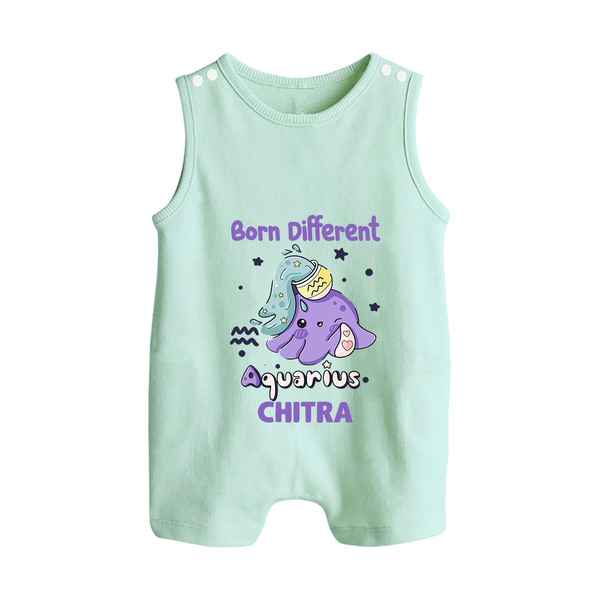 Born Different Aquarius Baby Romper Suit / Sleeveless Romper | Personalized Aquarius Romper Suit / Sleeveless Romper for Your Unique Baby - MINT GREEN - 0 - 5 Months Old (Chest 18")