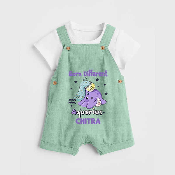 Born Different Aquarius Baby Dungaree Set | Personalized Aquarius Dungaree Set for Your Unique Baby - MINT GREEN - 0 - 5 Months Old (Chest 18")