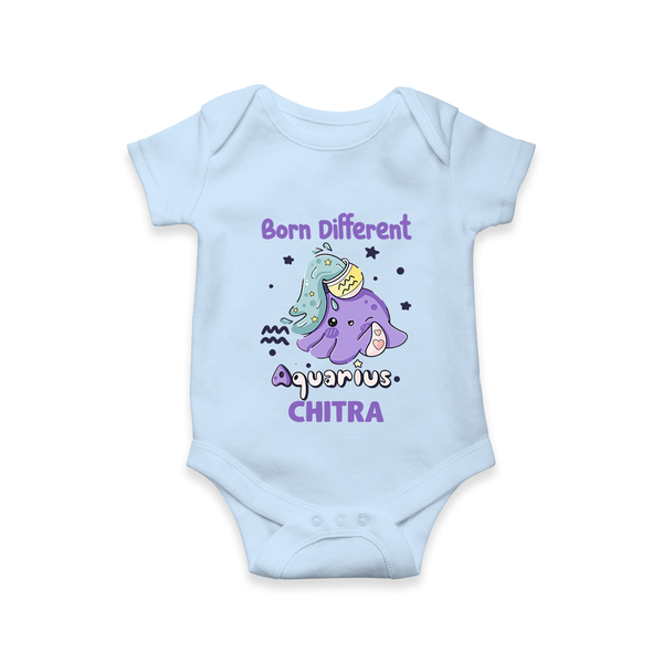 Born Different Aquarius Baby Romper / Onesie | Personalized Aquarius Romper / Onesie for Your Unique Baby - BABY BLUE - New Born (Chest 14")