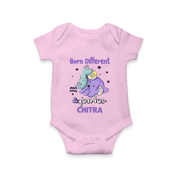Born Different Aquarius Baby Romper / Onesie | Personalized Aquarius Romper / Onesie for Your Unique Baby - BABY PINK - New Born (Chest 14")