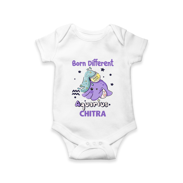 Born Different Aquarius Baby Romper / Onesie | Personalized Aquarius Romper / Onesie for Your Unique Baby - WHITE - New Born (Chest 14")