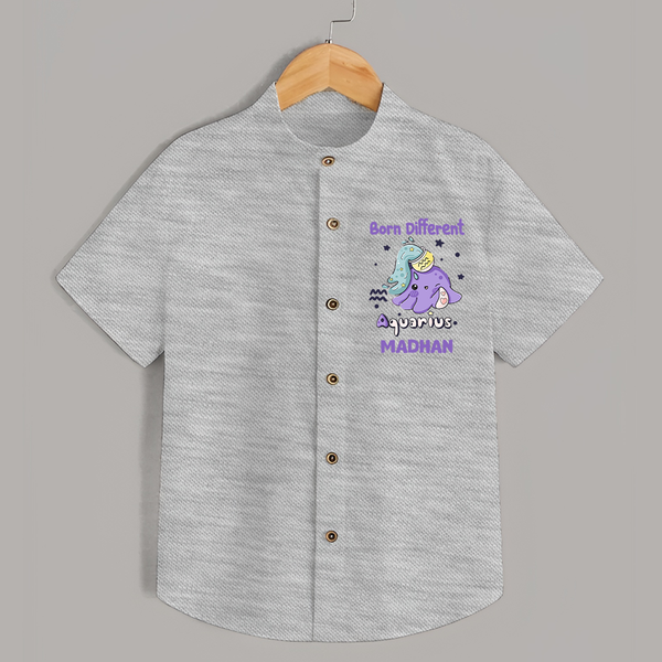 Born Different Aquarius Baby Shirt | Personalized Aquarius Shirt for Your Unique Baby - GREY - 0 - 6 Months Old (Chest 23")