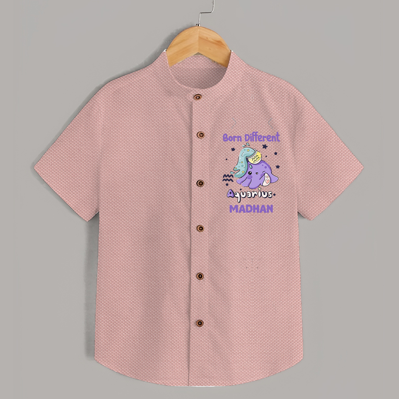 Born Different Aquarius Baby Shirt | Personalized Aquarius Shirt for Your Unique Baby - PEACH - 0 - 6 Months Old (Chest 23")