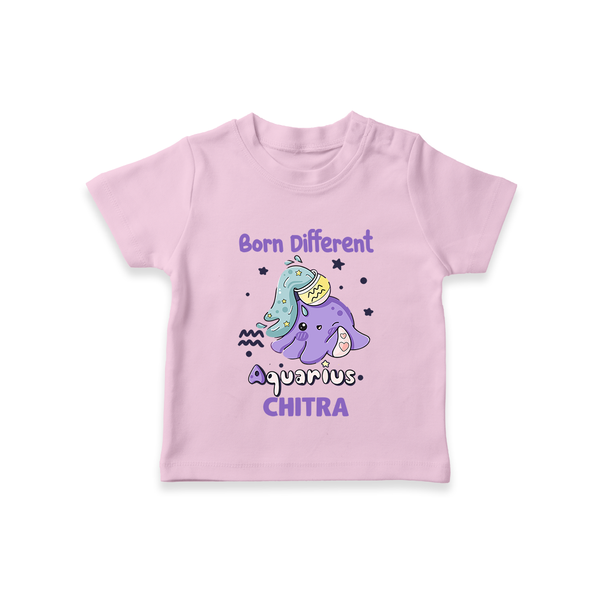 Born Different Aquarius Baby T-Shirt | Personalized Aquarius T-Shirt for Your Unique Baby - BABY PINK - 0-5 Months Old (Chest 17")