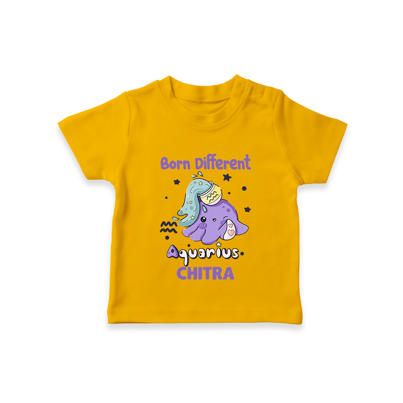 Born Different Aquarius Baby T-Shirt | Personalized Aquarius T-Shirt for Your Unique Baby - CHROME YELLOW - 0-5 Months Old (Chest 17")