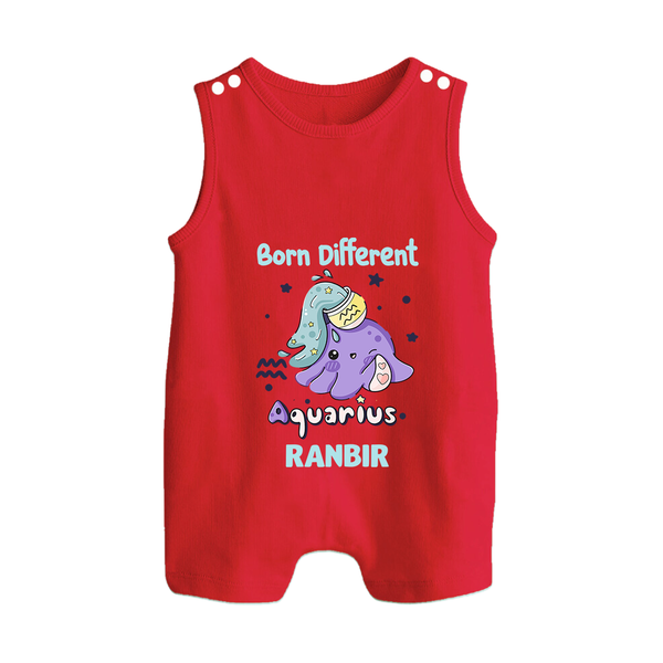 Born Different Aquarius Baby Romper Suit / Sleeveless Romper | Personalized Aquarius Romper Suit / Sleeveless Romper for Your Unique Baby - RED - 0 - 5 Months Old (Chest 18")