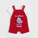 Born Different Aquarius Baby Dungaree Set | Personalized Aquarius Dungaree Set for Your Unique Baby - RED - 0 - 5 Months Old (Chest 18")