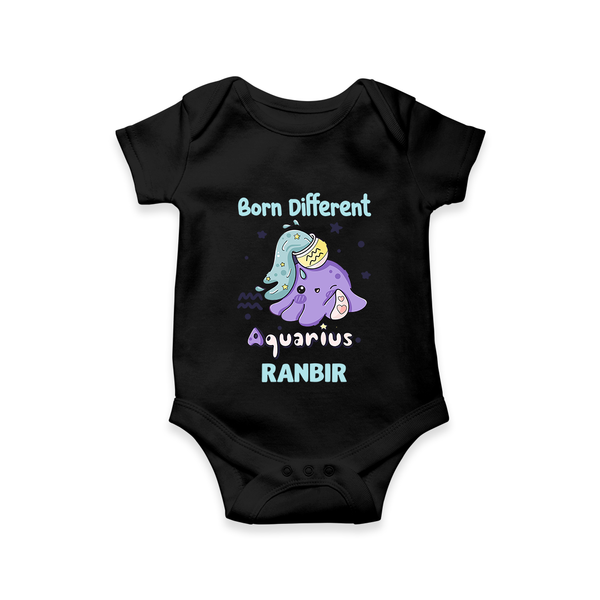 Born Different Aquarius Baby Romper / Onesie | Personalized Aquarius Romper / Onesie for Your Unique Baby - BLACK - New Born (Chest 14")