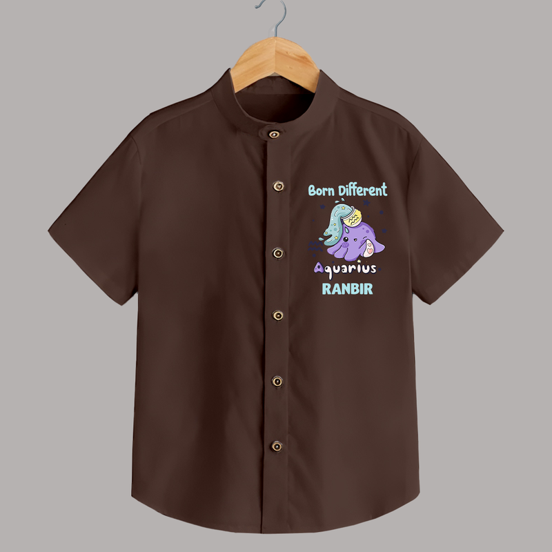Born Different Aquarius Baby Shirt | Personalized Aquarius Shirt for Your Unique Baby - CHOCOLATE BROWN - 0 - 6 Months Old (Chest 23")