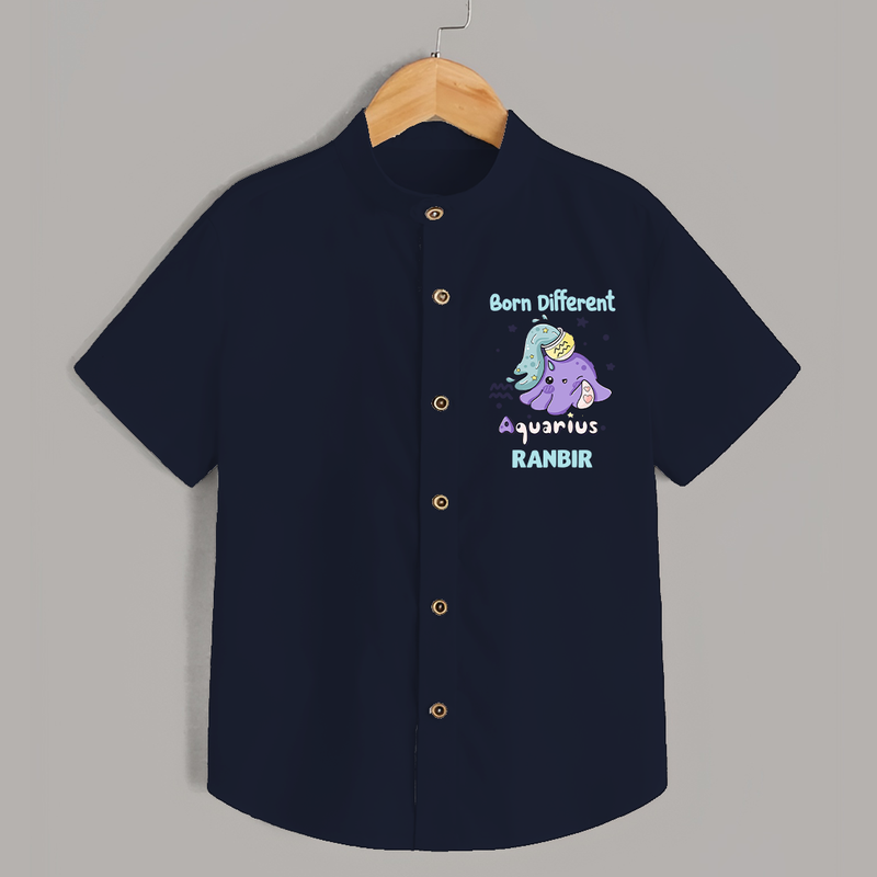 Born Different Aquarius Baby Shirt | Personalized Aquarius Shirt for Your Unique Baby - NAVY BLUE - 0 - 6 Months Old (Chest 23")