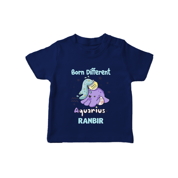 Born Different Aquarius Baby T-Shirt | Personalized Aquarius T-Shirt for Your Unique Baby - NAVY BLUE - 0-5 Months Old (Chest 17")