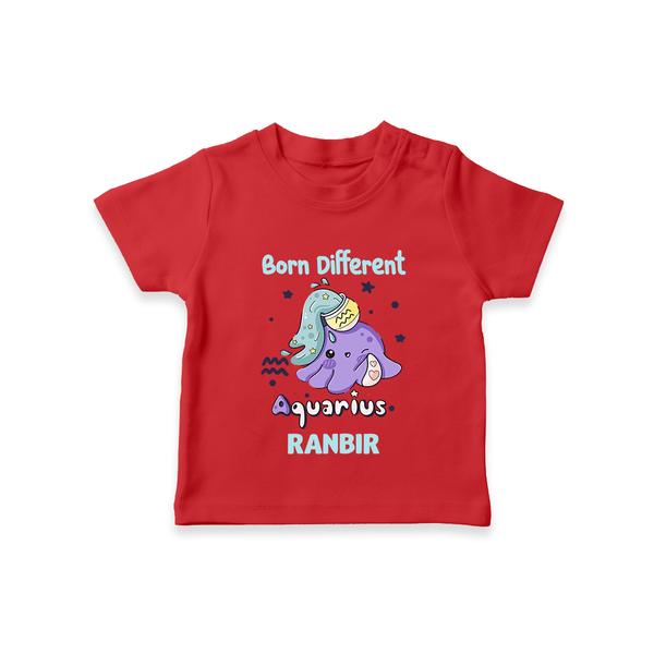 Born Different Aquarius Baby T-Shirt | Personalized Aquarius T-Shirt for Your Unique Baby - RED - 0-5 Months Old (Chest 17")