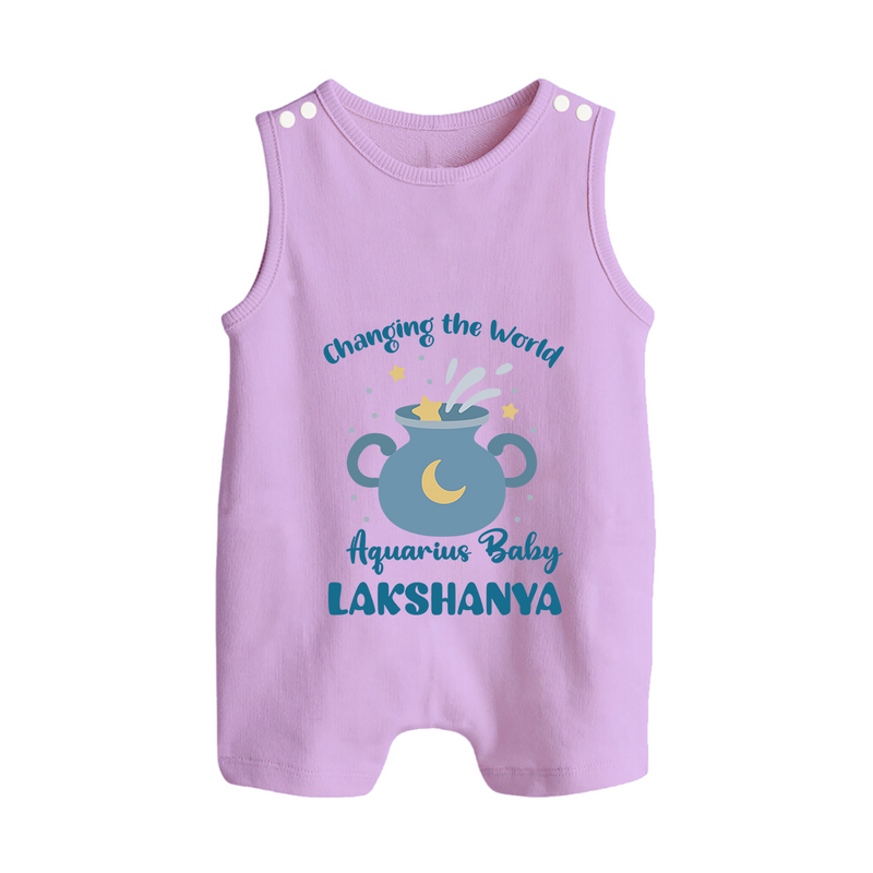 Changing The World Aquarius Baby Romper Suit / Sleeveless Romper | Custom Aquarius Romper Suit / Sleeveless Romper for Your Future World Changer - LILAC - 0 - 5 Months Old (Chest 18")