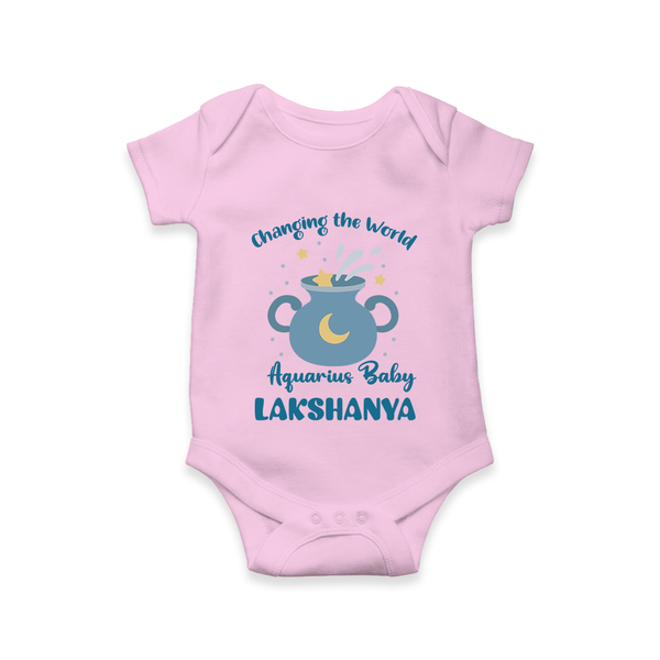 Changing The World Aquarius Baby Romper / Onesie | Custom Aquarius Romper / Onesie for Your Future World Changer - BABY PINK - New Born (Chest 14")