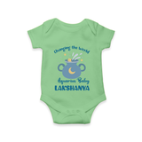 Changing The World Aquarius Baby Romper / Onesie | Custom Aquarius Romper / Onesie for Your Future World Changer - GREEN - New Born (Chest 14")