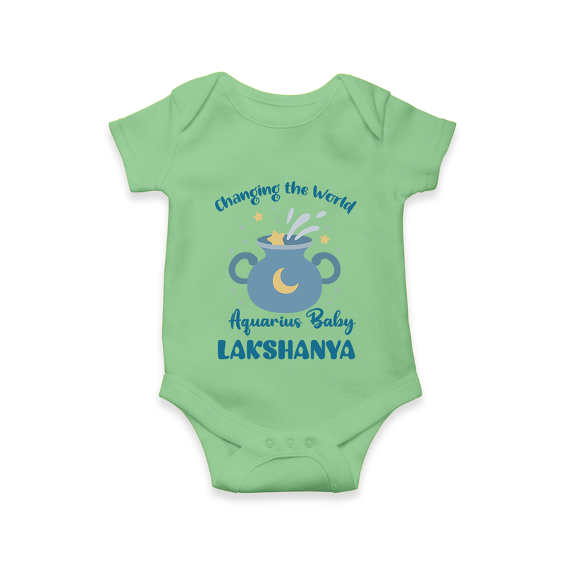 Changing The World Aquarius Baby Romper / Onesie | Custom Aquarius Romper / Onesie for Your Future World Changer - GREEN - New Born (Chest 14")