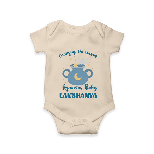 Changing The World Aquarius Baby Romper / Onesie | Custom Aquarius Romper / Onesie for Your Future World Changer - IVORY - New Born (Chest 14")