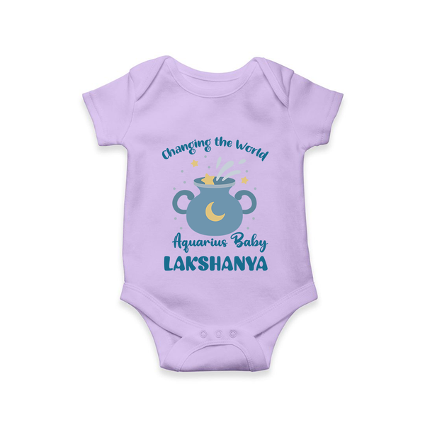 Changing The World Aquarius Baby Romper / Onesie | Custom Aquarius Romper / Onesie for Your Future World Changer - LILAC - New Born (Chest 14")