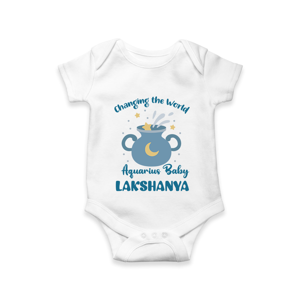 Changing The World Aquarius Baby Romper / Onesie | Custom Aquarius Romper / Onesie for Your Future World Changer - WHITE - New Born (Chest 14")