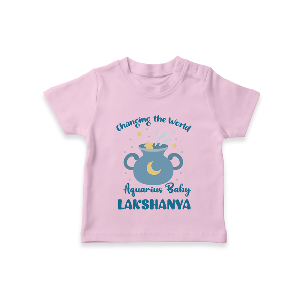 Changing The World Aquarius Baby T-Shirt | Custom Aquarius T-Shirt for Your Future World Changer - BABY PINK - 0-5 Months Old (Chest 17")
