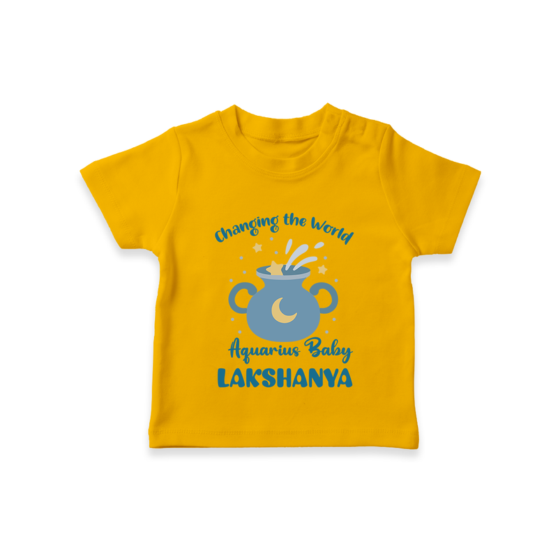 Changing The World Aquarius Baby T-Shirt | Custom Aquarius T-Shirt for Your Future World Changer - CHROME YELLOW - 0-5 Months Old (Chest 17")
