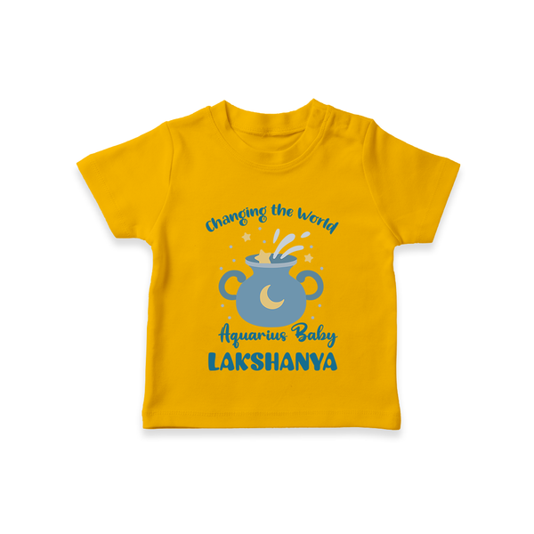Changing The World Aquarius Baby T-Shirt | Custom Aquarius T-Shirt for Your Future World Changer - CHROME YELLOW - 0-5 Months Old (Chest 17")