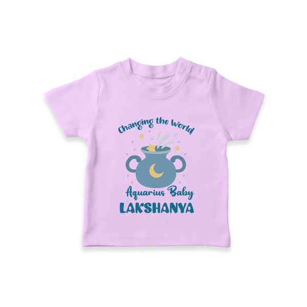 Changing The World Aquarius Baby T-Shirt | Custom Aquarius T-Shirt for Your Future World Changer - LILAC - 0-5 Months Old (Chest 17")