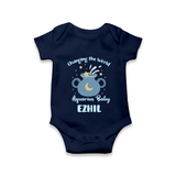 Changing The World Aquarius Baby Romper / Onesie | Custom Aquarius Romper / Onesie for Your Future World Changer - NAVY BLUE - New Born (Chest 14")