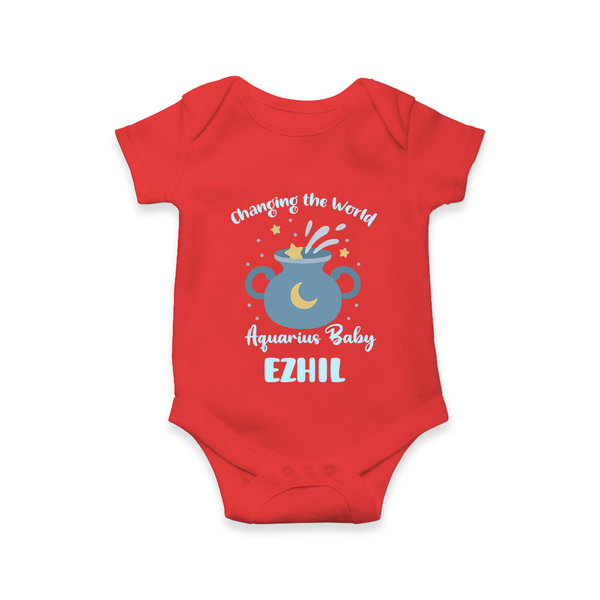 Changing The World Aquarius Baby Romper / Onesie | Custom Aquarius Romper / Onesie for Your Future World Changer - RED - New Born (Chest 14")
