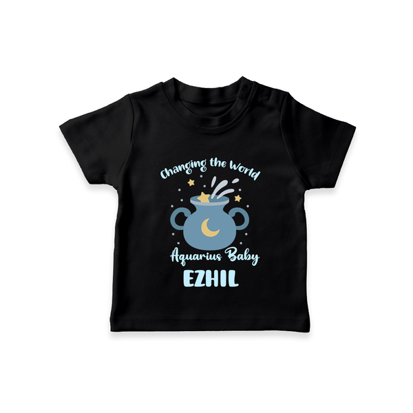Changing The World Aquarius Baby T-Shirt | Custom Aquarius T-Shirt for Your Future World Changer - BLACK - 0-5 Months Old (Chest 17")