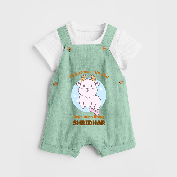 All Business, No Nap Capricorn Baby Dungaree Set | Personalized Capricorn Dungaree Set for Your Busy Baby - MINT GREEN - 0 - 5 Months Old (Chest 18")