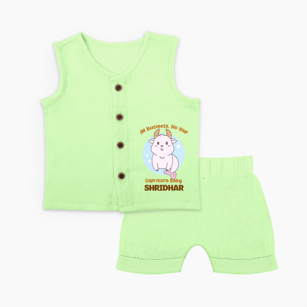 All Business, No Nap Capricorn Baby Jabla Set | Personalized Capricorn Jabla Set for Your Busy Baby - PASTEL GREEN - 0 - 3 Months Old (Chest 9.8")