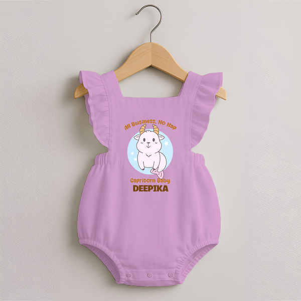 All Business, No Nap Capricorn Baby Romper Frock | Personalized Capricorn Romper Frock for Your Busy Baby - BABY PINK - 0 - 3 Months Old (Chest 19")